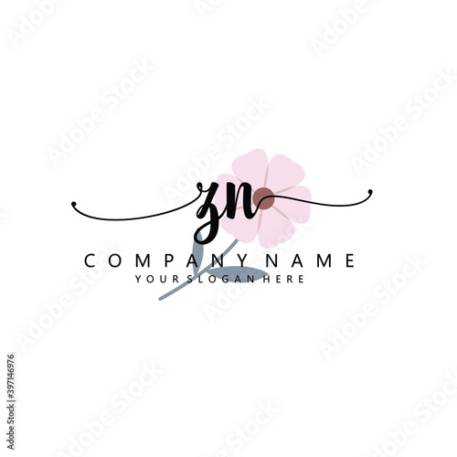 ZN Initial handwriting logo template vector 
