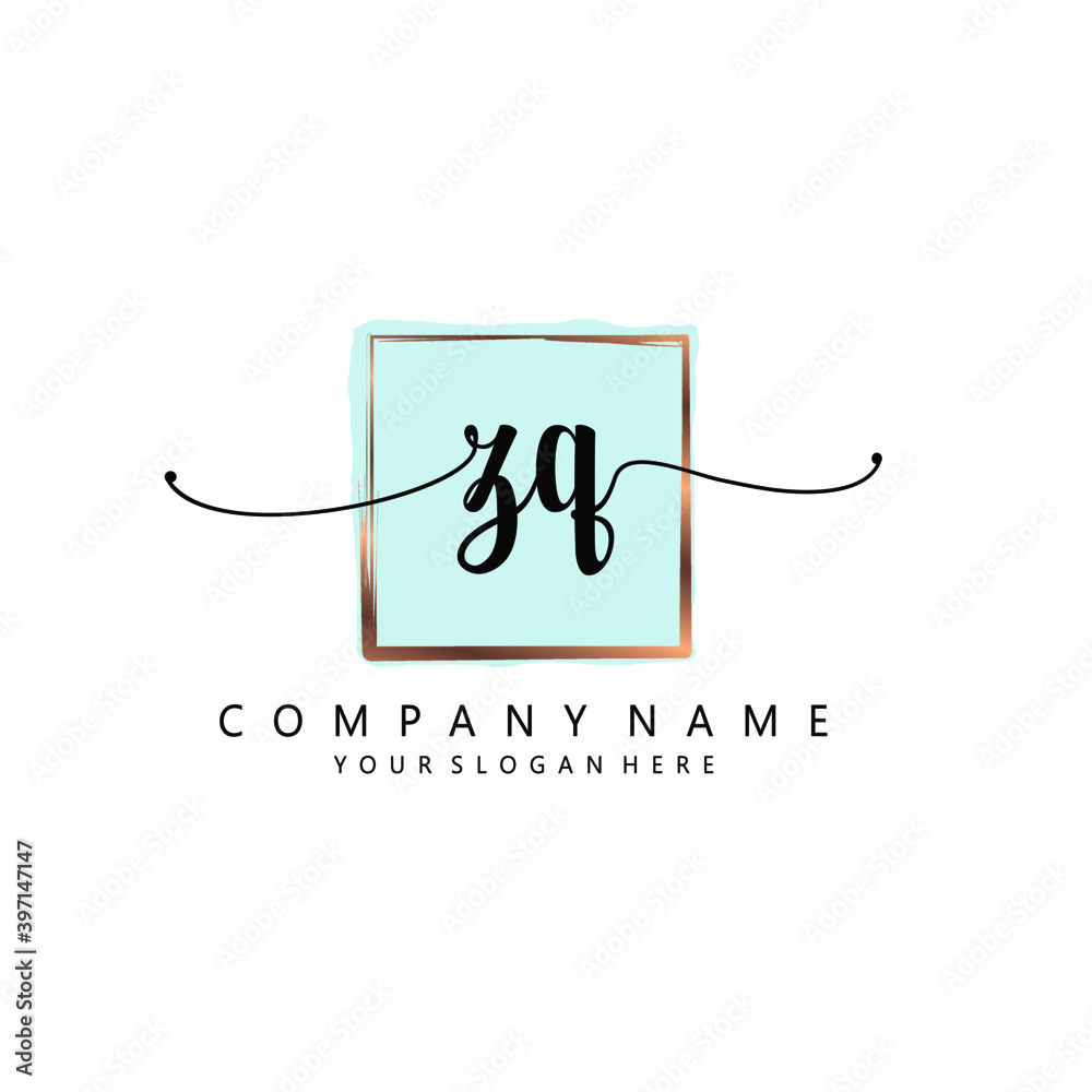 ZQ Initial handwriting logo template vector ZQ Initial handwriting logo template vector