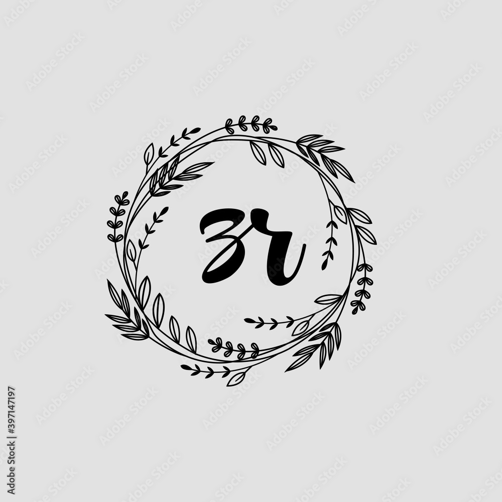 ZR Initial handwriting logo template vector ZR Initial handwriting logo template vector