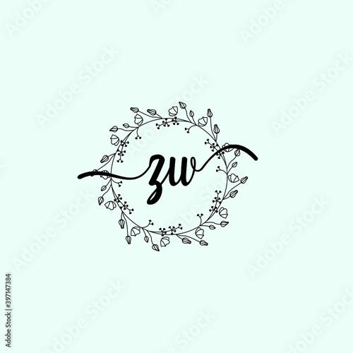 ZW Initial handwriting logo template vector 