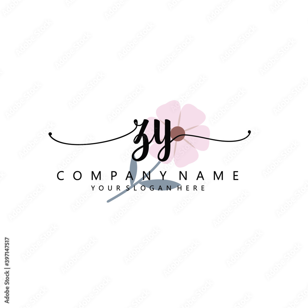 ZY Initial handwriting logo template vector 