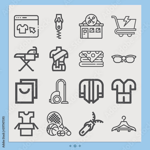 Simple set of garments related lineal icons.