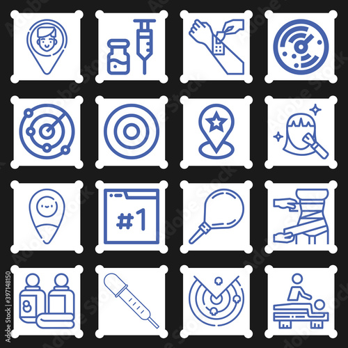 16 pack of medication  lineal web icons set