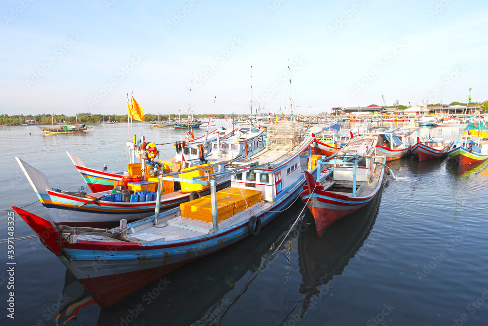 Tanjung Pandan Port in Belitung, Bangka Belitung, Indonesia where fishing boats can be found.