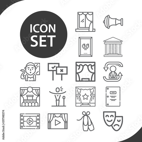 Simple set of theatrical related lineal icons.