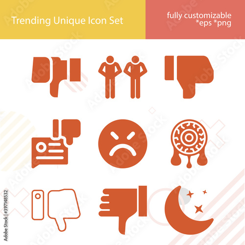 Simple set of disgust related filled icons.