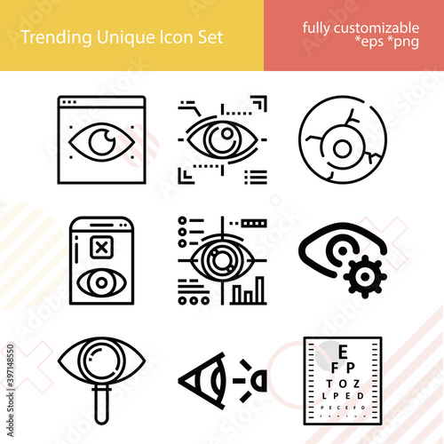 Simple set of visual system related lineal icons.