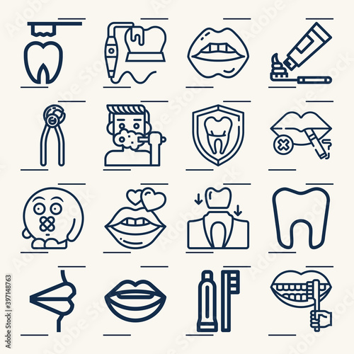 Simple set of jaws related lineal icons.