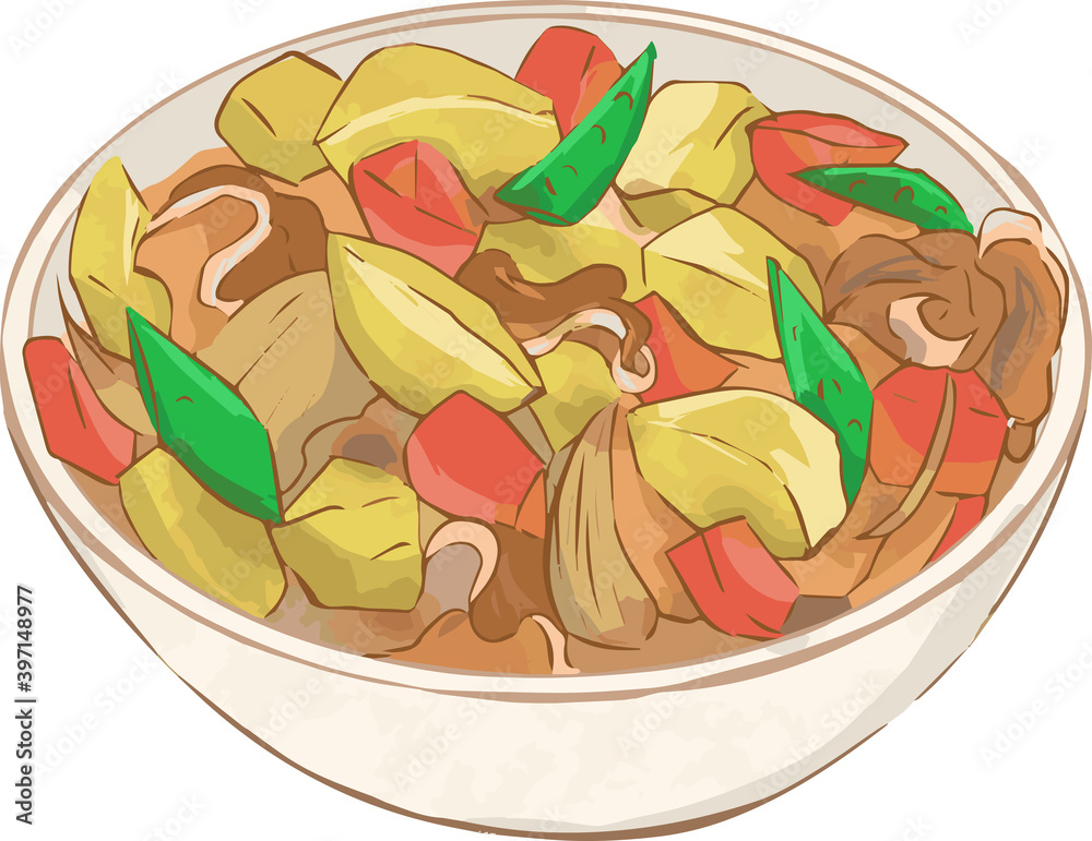 手書きの肉じゃがのイラスト Stock Vector Adobe Stock