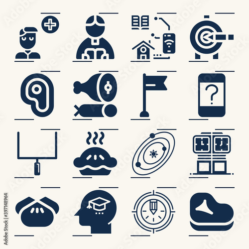 Simple set of mental object related filled icons.