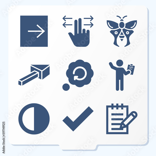Simple set of 9 icons related to correct