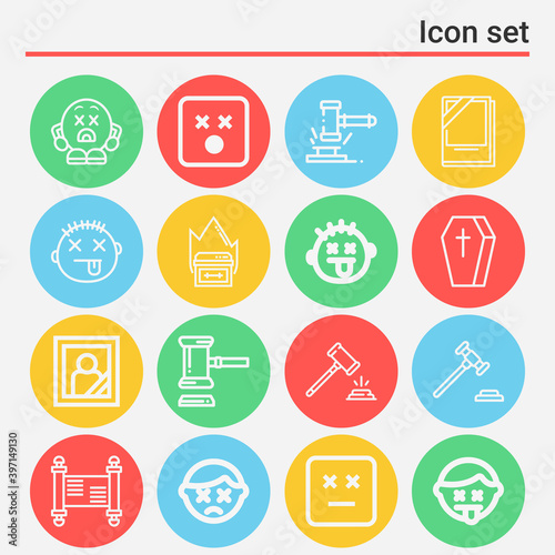 16 pack of deceased  lineal web icons set