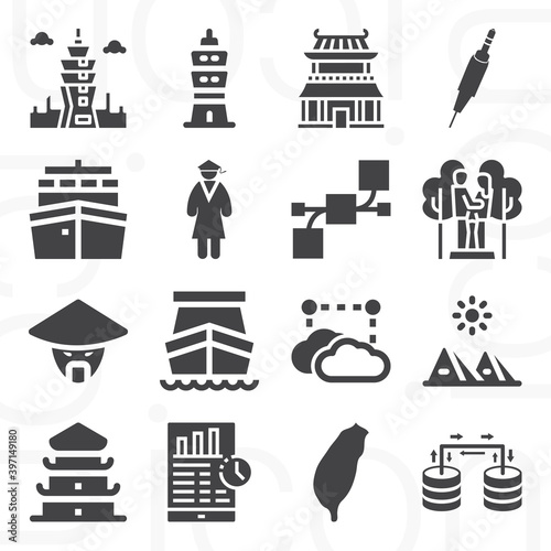 16 pack of mainland  filled web icons set