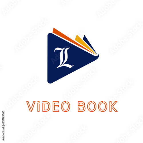 L initial letter video book education logo concept