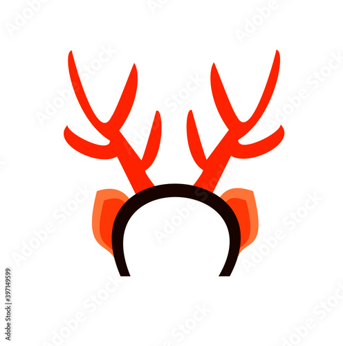 Christmas antlers isolated on white background, Pair of toy reindeer horns, Ear ans horn of deer