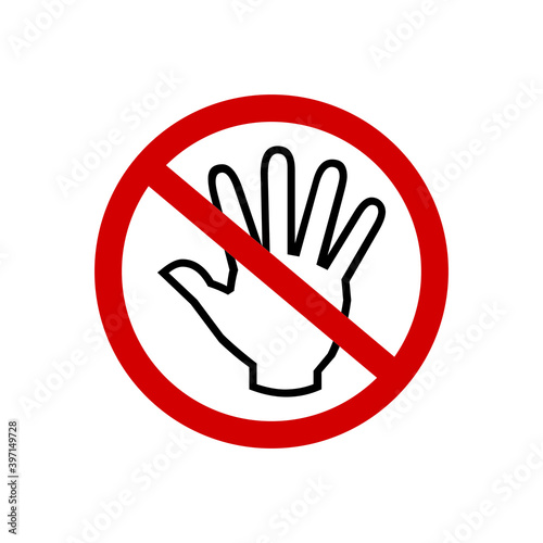 do not touch sign, stop hand signal, warning icon