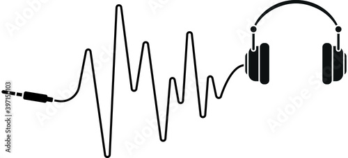 Headphone drawing. Musical accessories. Drawing for the site and printed products.