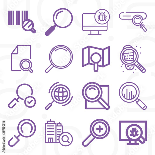 16 pack of searcher  lineal web icons set