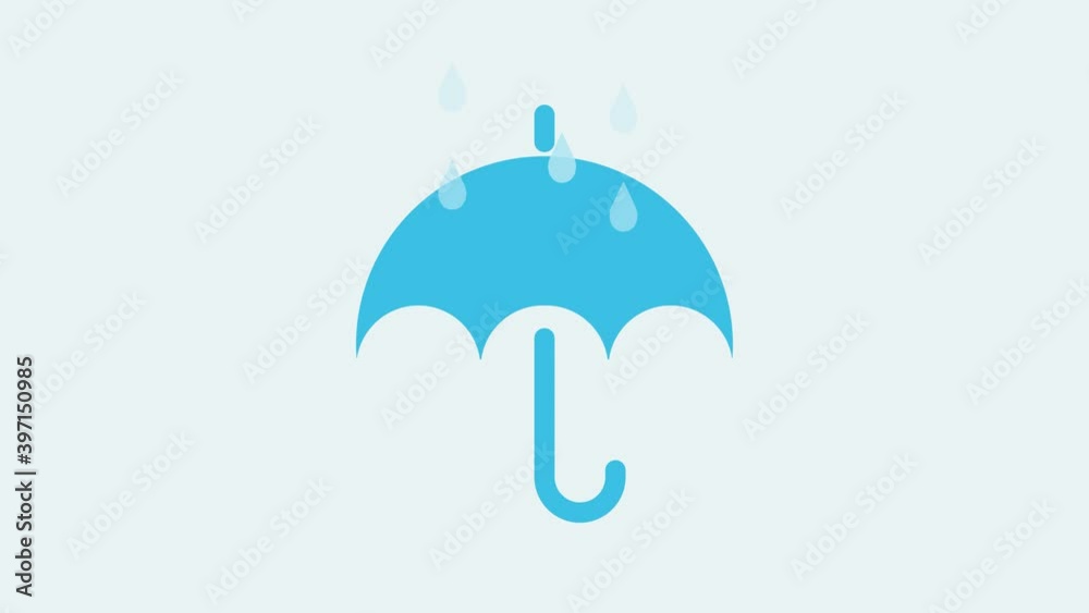Rain dropping into an umbrella, rain dropping animation, water dripping on top of an umbrella