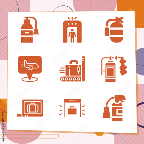 Simple set of 9 icons related to repair shed