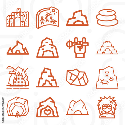 16 pack of boulder  lineal web icons set