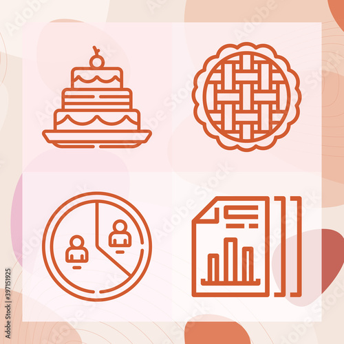 Simple set of pie related lineal icons