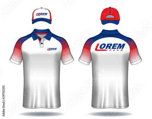 Set of uniform template, polo shirts and caps.	