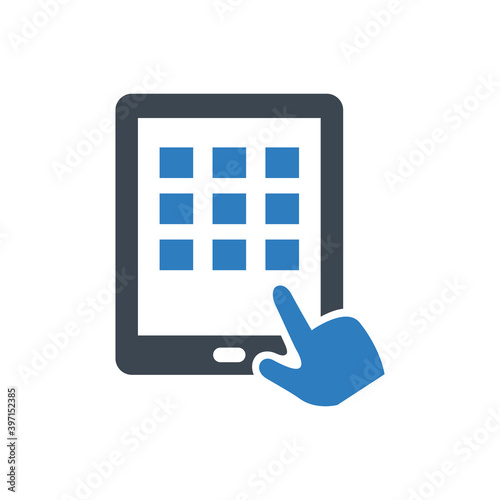Hand touch tablet screen icon