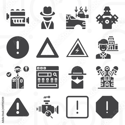 16 pack of causal agency  filled web icons set