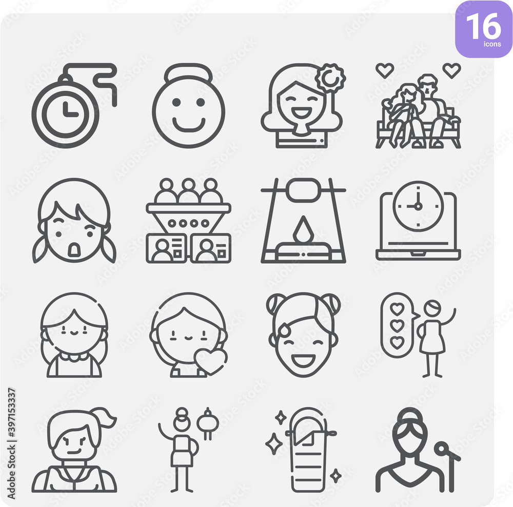 Simple set of scout related lineal icons. Simple set of scout related lineal icons.