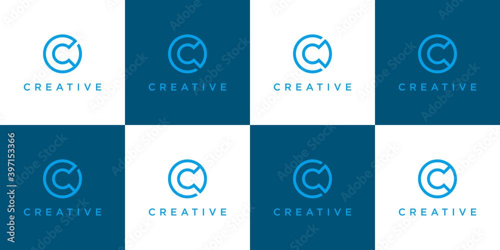 set creative of abstract icon logo template with letter c monogram