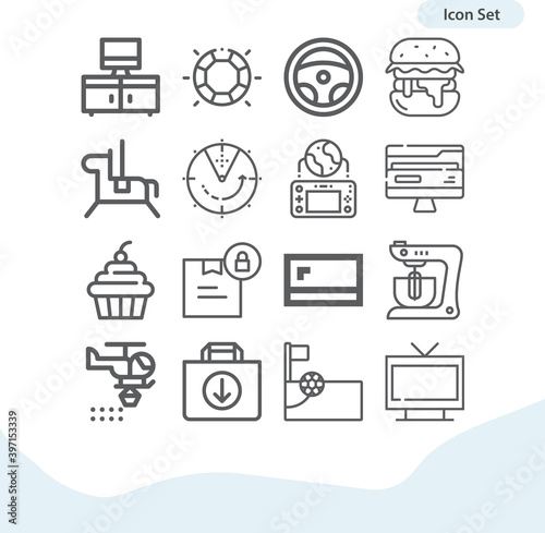 Simple set of control related lineal icons.
