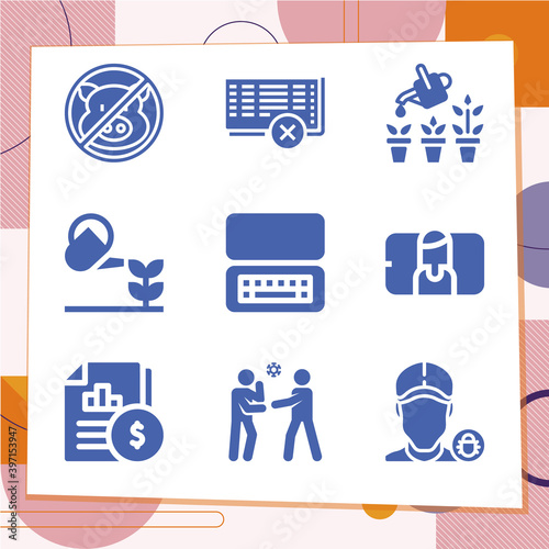 Simple set of 9 icons related to never