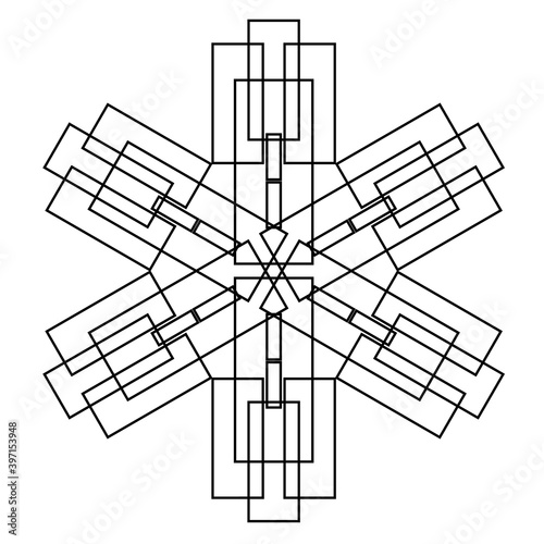 Snowflake doodle graphic hand drawn set. Black on white.