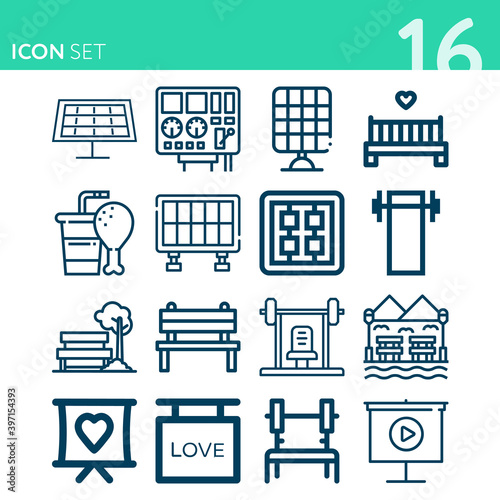 Simple set of 16 icons related to judges