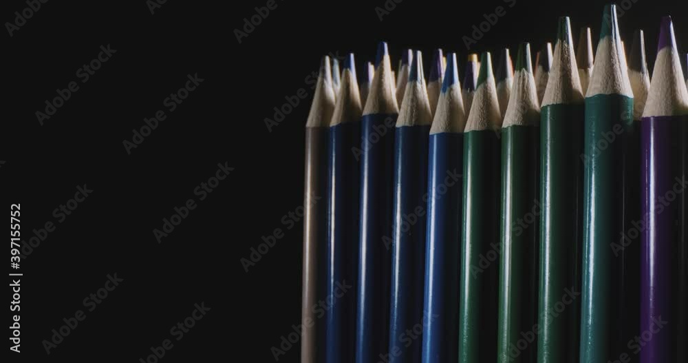 Colour Pencils in Slow Motion. Macro. 4K.