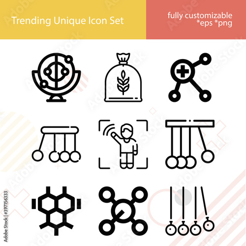 Simple set of particle related lineal icons.