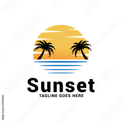 Sunset logo icon vector template.