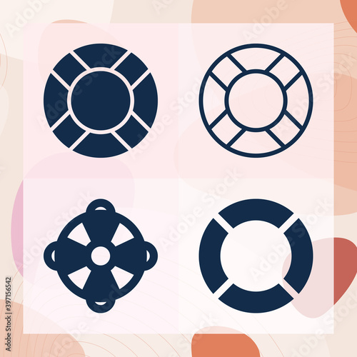 Simple set of lifebuoy related filled icons