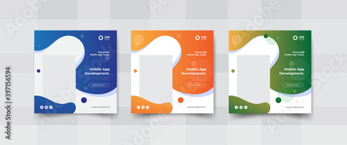 Mobile apps social media post promotion templates design 