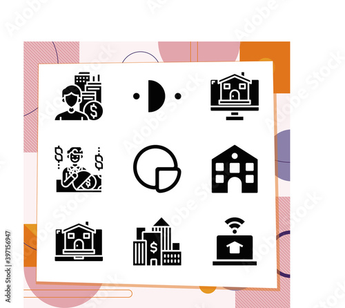 Simple set of 9 icons related to fourth