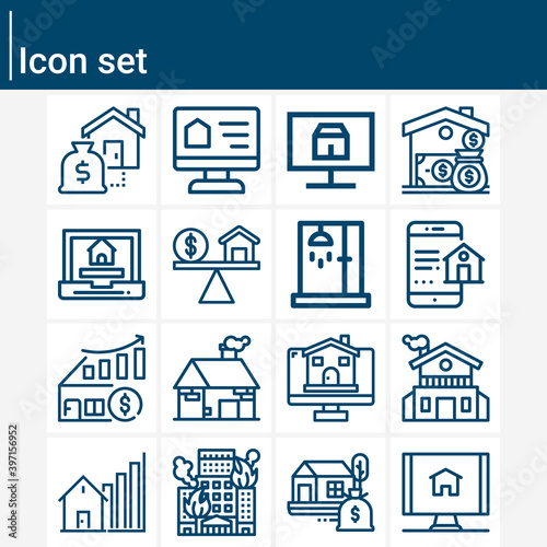 Simple set of real property related lineal icons.