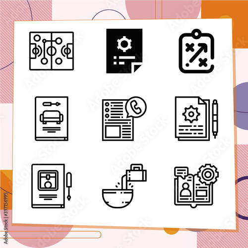Simple set of 9 icons related to directives