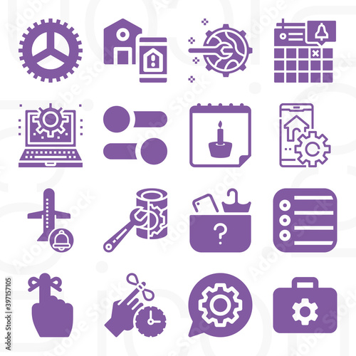 16 pack of forgotten  filled web icons set