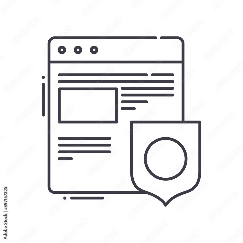 Fototapeta premium Network protection icon, linear isolated illustration, thin line vector, web design sign, outline concept symbol with editable stroke on white background.