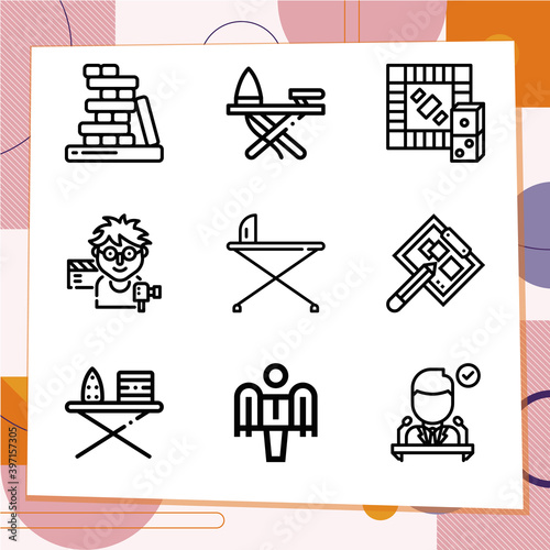 Simple set of 9 icons related to chairman