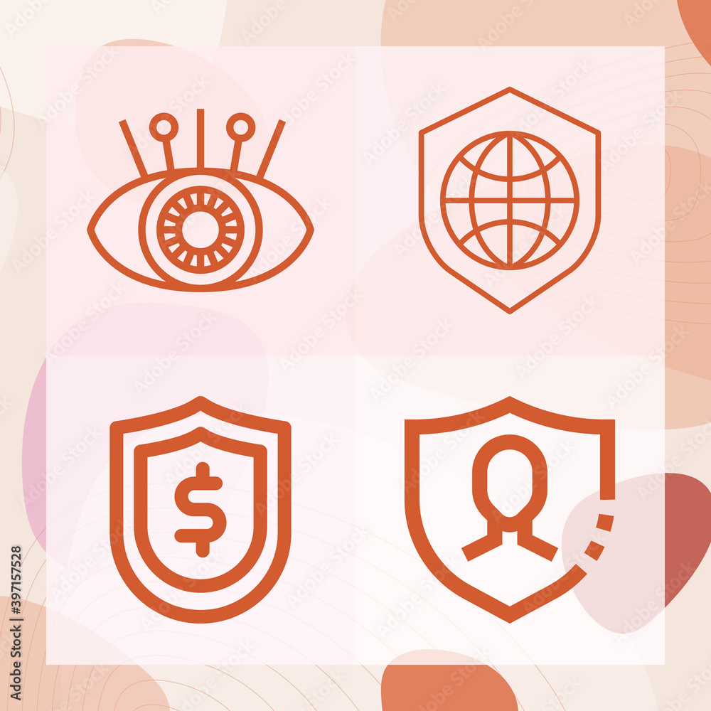 Simple set of safeguard related lineal icons