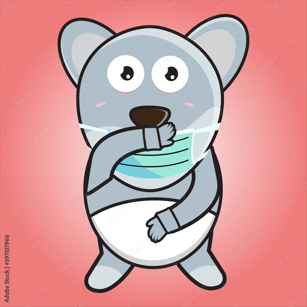 Fototapeta premium rabbit wearing a mask illustration vector