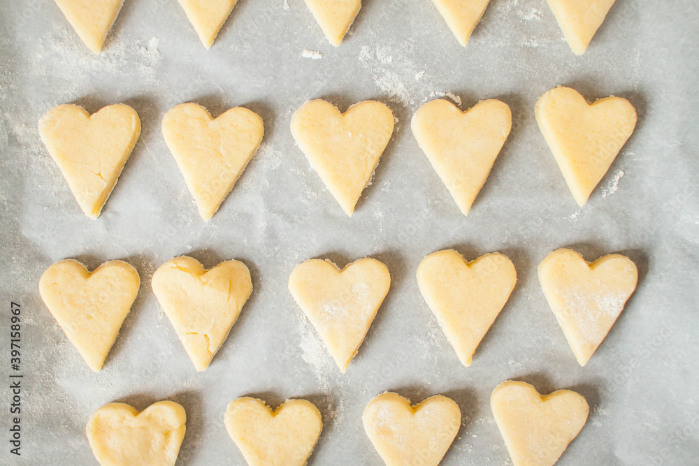 The process of making simple, delicious heart-shaped cookies for breakfast. Valentine's Day. DIY. Step by step