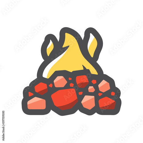 Fire Sign Label Vector icon Cartoon illustration